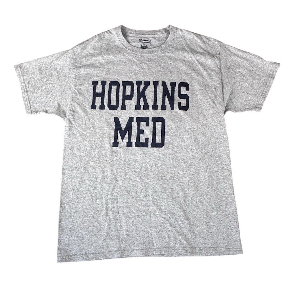 Champion Johns Hopkins Med School Graphic T-Shirt Mens L Gray Crew Neck